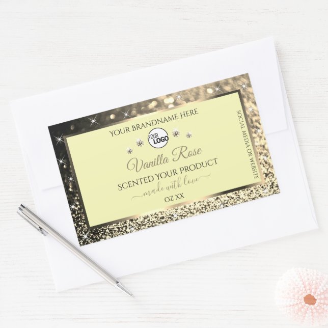 Ceam Sparkling Gold Glitter Product Labels Logo (Envelope)