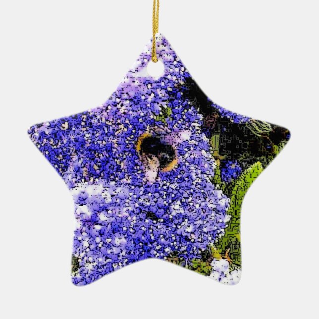 Ceanothus Bee Floral Ceramic Tree Decoration (Front)