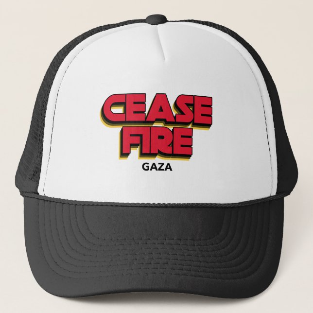 Cease Fire Gaza Gaza Genocide Trucker Hat (Front)