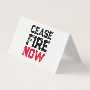 Cease Fire Now black red white grunge folded card