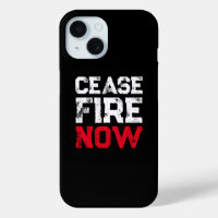 Cease Fire Now white red black grunge anti war