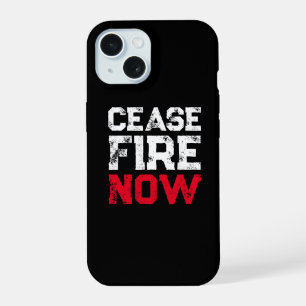Cease Fire Now white red black grunge anti war iPhone 15 Case