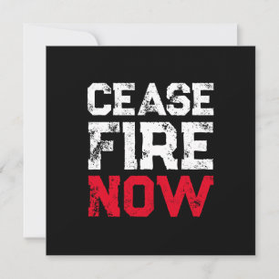 Cease Fire Now white red black grunge typography