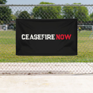 Cease Fire Now white red black grunge typography Banner