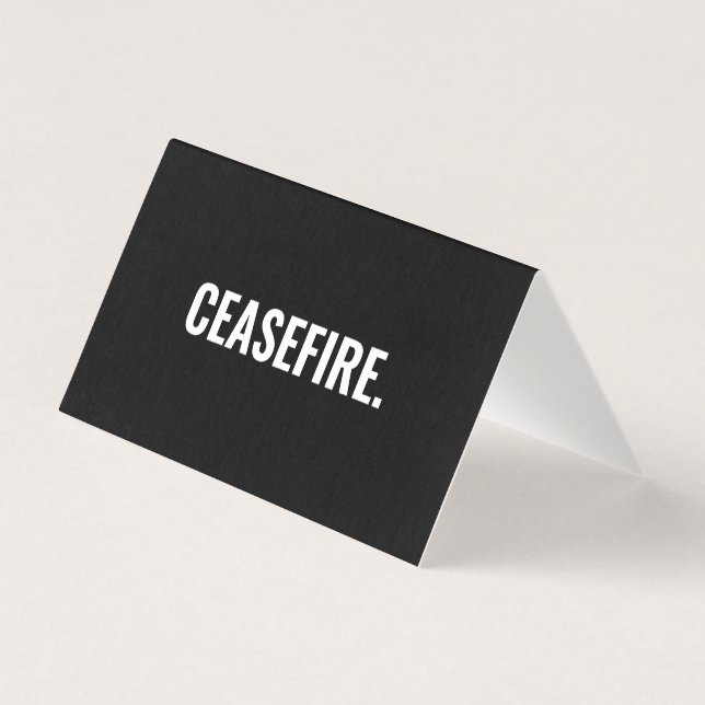 Ceasefire black white minimalist anti war card (Back)