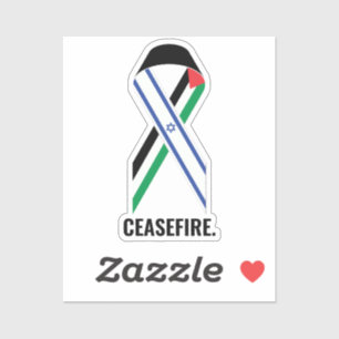 Ceasefire Israel and Palestine flags ribbon white