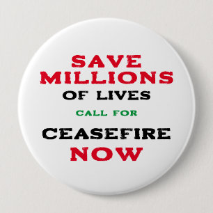 CEASEFIRE NOW FREE PALESTINE END GENOCIDE 10 CM ROUND BADGE