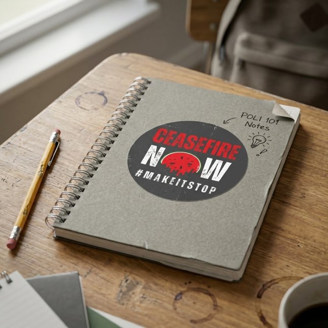 CEASEFIRE NOW watermelon Classic Round Sticker (Creator Uploaded)