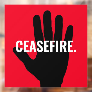 Ceasefire red white black hand anti war custom