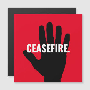 Ceasefire red white black hand anti war magnet