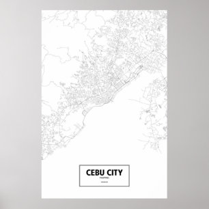 Cebu City, Philippines (black on white) Poster