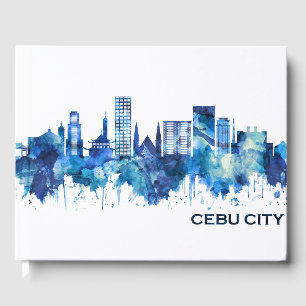 Cebu City Philippines Skyline Blue Guest Book