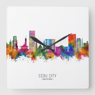 Cebu City Philippines Skyline Square Wall Clock