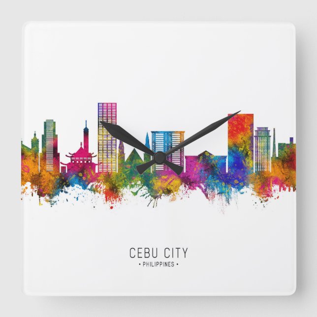 Cebu City Philippines Skyline Square Wall Clock (Front)