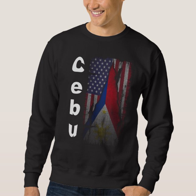 Cebu Philippines Retro Vintage Filipino & American Sweatshirt (Front)