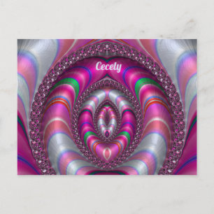CECELY ~  PINK 3D Fractal Design ~ Postcard