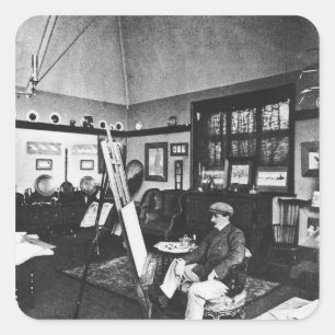 Cecil Aldin in his studio Square Sticker