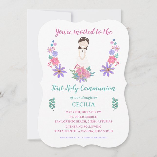 CECILIA First Communion Invitation (Front)