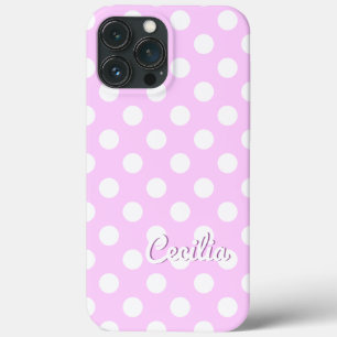 Cecilia Name Template Pink And White Polka Dots iPhone 13 Pro Max Case