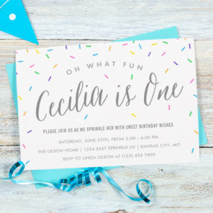 Cecilia's Sprinkle 1st Birthday Party Invitation