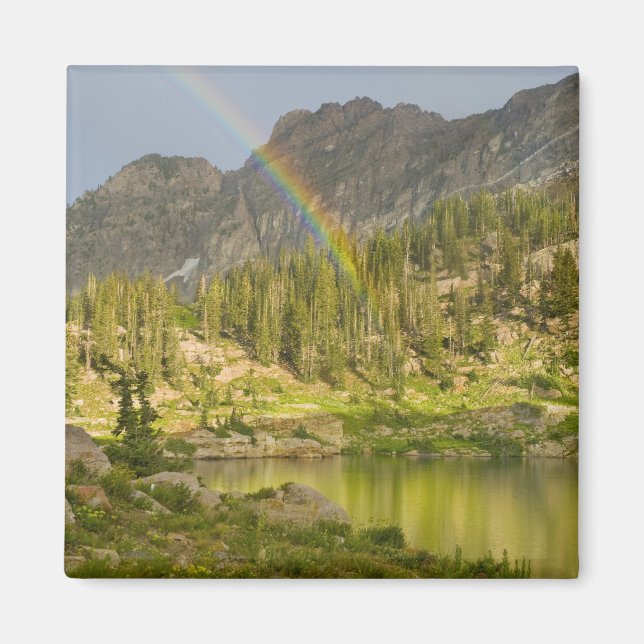 Cecret Lake with rainbow over Devil's Castle, Magnet (Front)