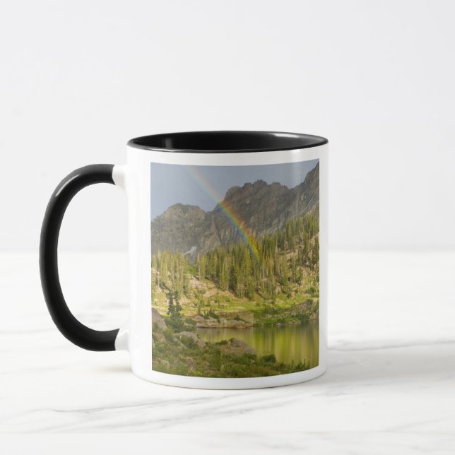 Cecret Lake with rainbow over Devil's Castle, Mug (Left)