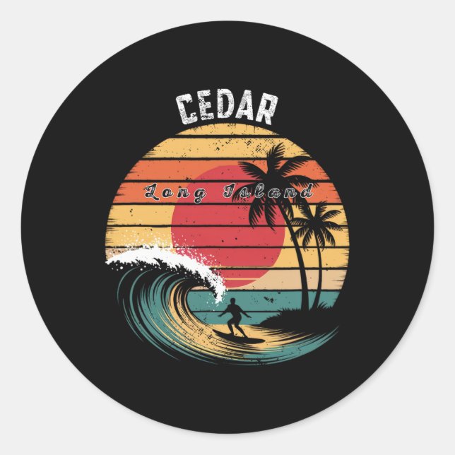 Cedar Beach Long Island Beach Surfing  Classic Round Sticker (Front)