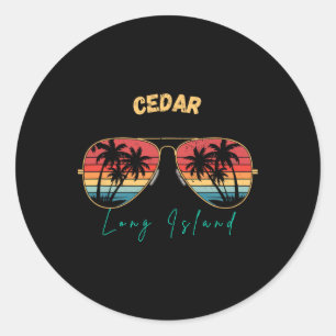 Cedar Beach Long Island Souvenir Surfboard Classic Round Sticker