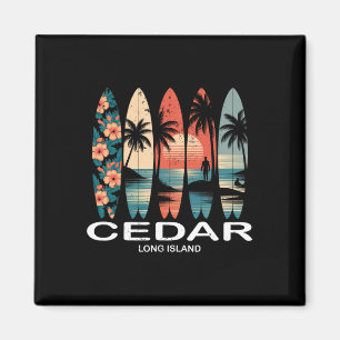 Cedar Beach Long Island Surfboard Surfing Retro  Magnet