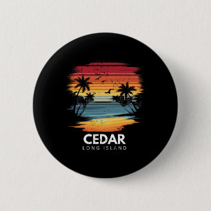 Cedar Beach Long Island Surfboard Surfing Vintage 6 Cm Round Badge