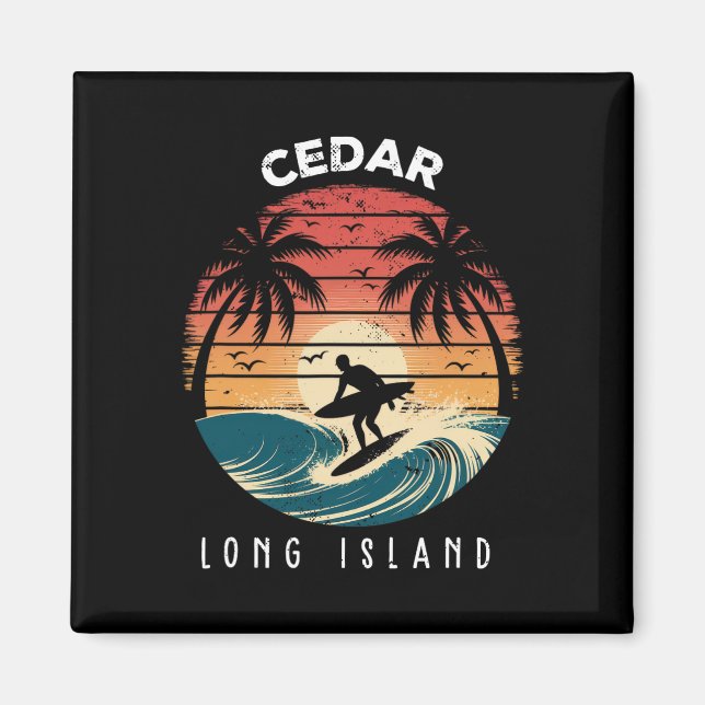 Cedar Beach Long Island Surfboard Waves Beach  Magnet (Front)