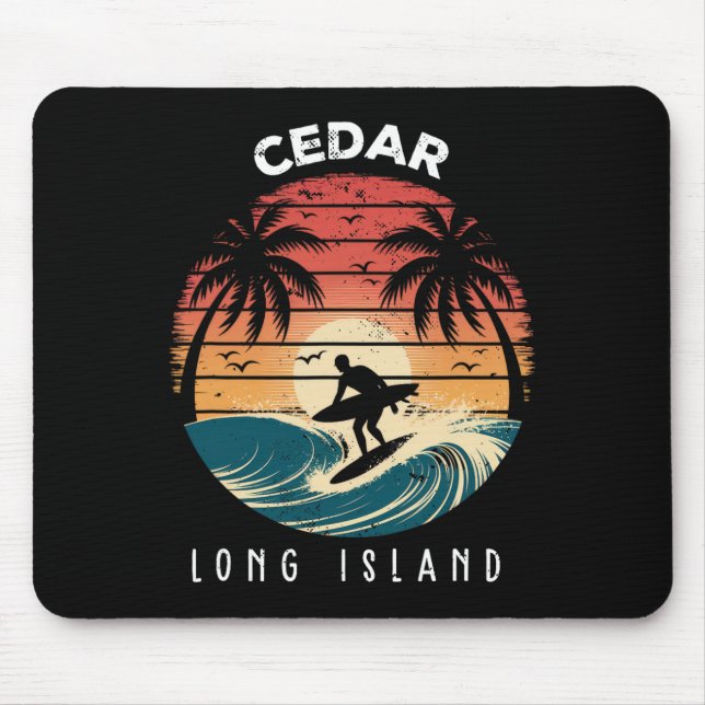 Cedar Beach Long Island Surfboard Waves Beach  Mouse Pad (Front)