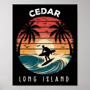 Cedar Beach Long Island Surfboard Waves Beach Poster