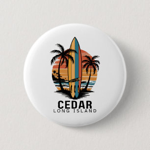 Cedar Beach Long Island Surfing Surfer _1  6 Cm Round Badge