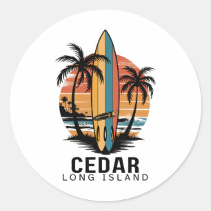 Cedar Beach Long Island Surfing Surfer _1 Classic Round Sticker