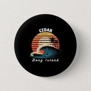 Cedar Beach Long Island Women Men Surfboarding 6 Cm Round Badge