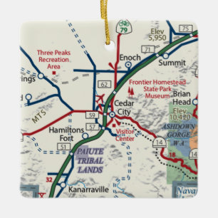 Cedar City Utah Map Ceramic Ornament