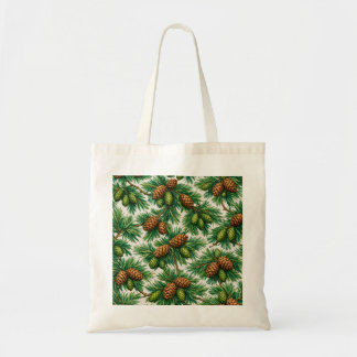 Cedar Cones and Evergreen Branches Botanical Tote Bag
