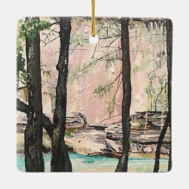 Cedar Falls Trail, Hocking Hills  Ceramic Ornament (Back)