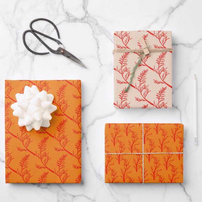 Cedar Leaves on a Wrapping Paper Set (Front)