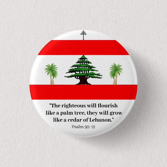 Cedar of Lebanon, Psalm 92 Maronite Church Button (Front)