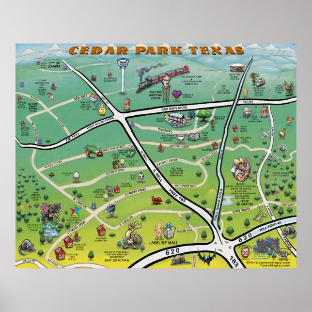 Cedar Park Map Poster (Front)