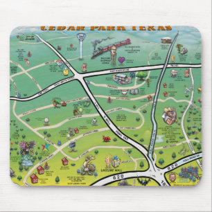 Cedar Park Texas Cartoon Map Mouse Pad