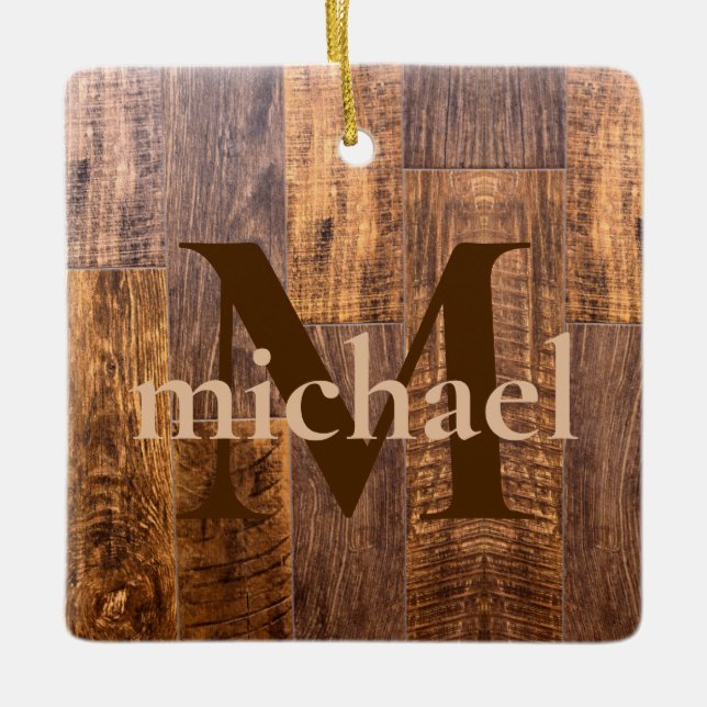 Cedar Planks | rustic wood grain pattern  Ceramic Ornament (Front)