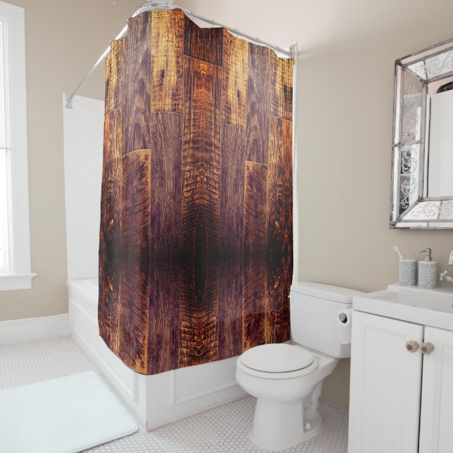 Cedar Planks | rustic wood grain pattern  Shower Curtain (In Situ)