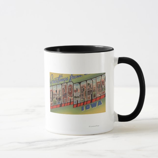 Cedar Rapids, Iowa - Large Letter Scenes Mug (Right)