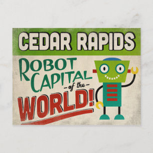 Cedar Rapids Iowa Robot - Funny Vintage Postcard