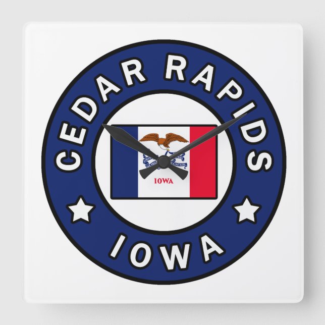 Cedar Rapids Iowa Square Wall Clock (Front)