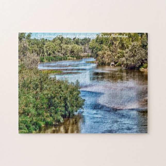 Cedar River Nebraska.Christmas Greetings Jigsaw Puzzle (Horizontal)