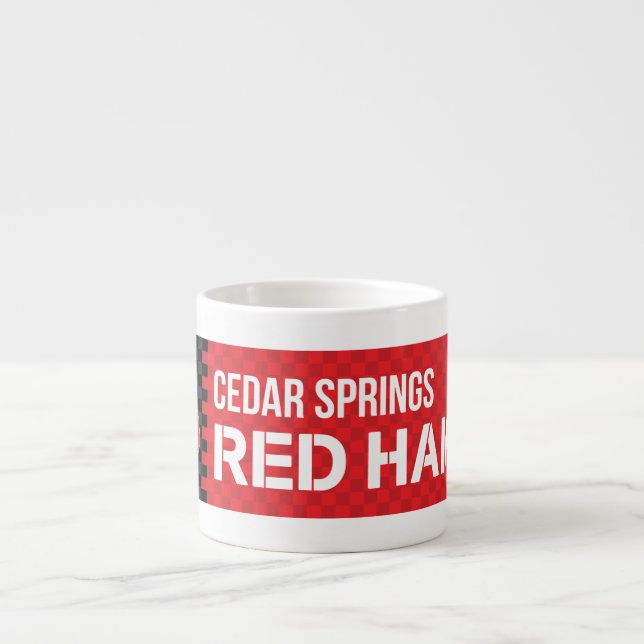 Cedar Springs Red Hawks Espresso Cup (Front)